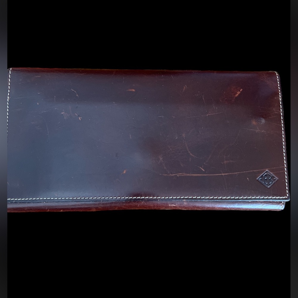 Vintage Trifold Brown Leather EB Wallet